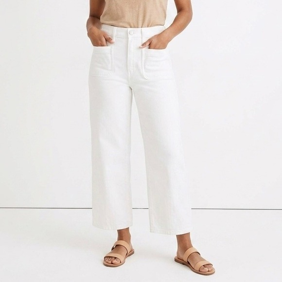 Madewell Denim - Madewell The Perfect Vintage Wide Leg Crop Jean White High Rise Patch Pocket 27
